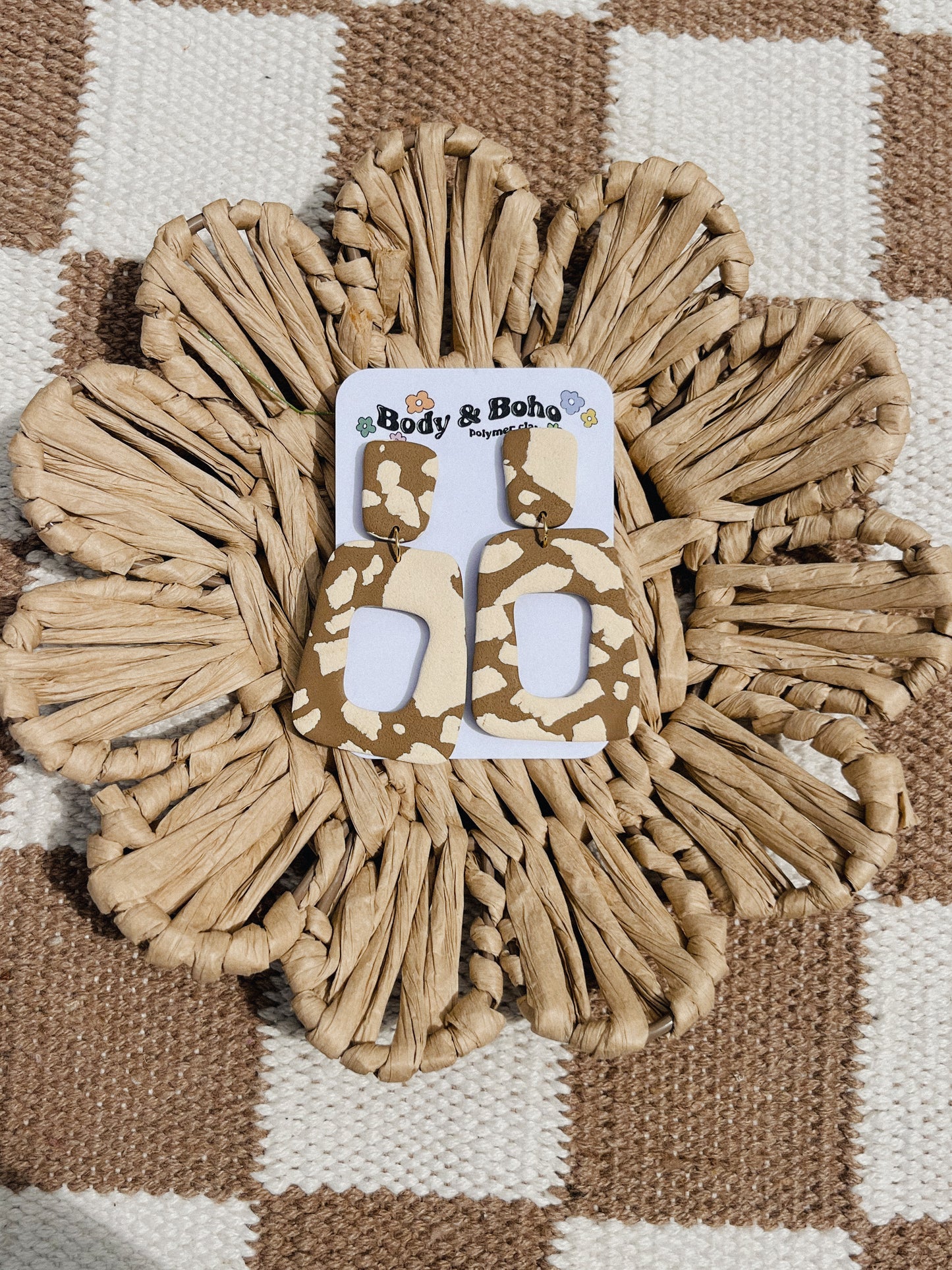 The Brown & Ivory Textured Dangle Earrings