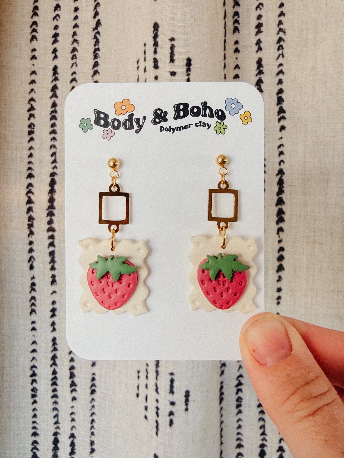 Strawberry Postcard Dangle Earrings