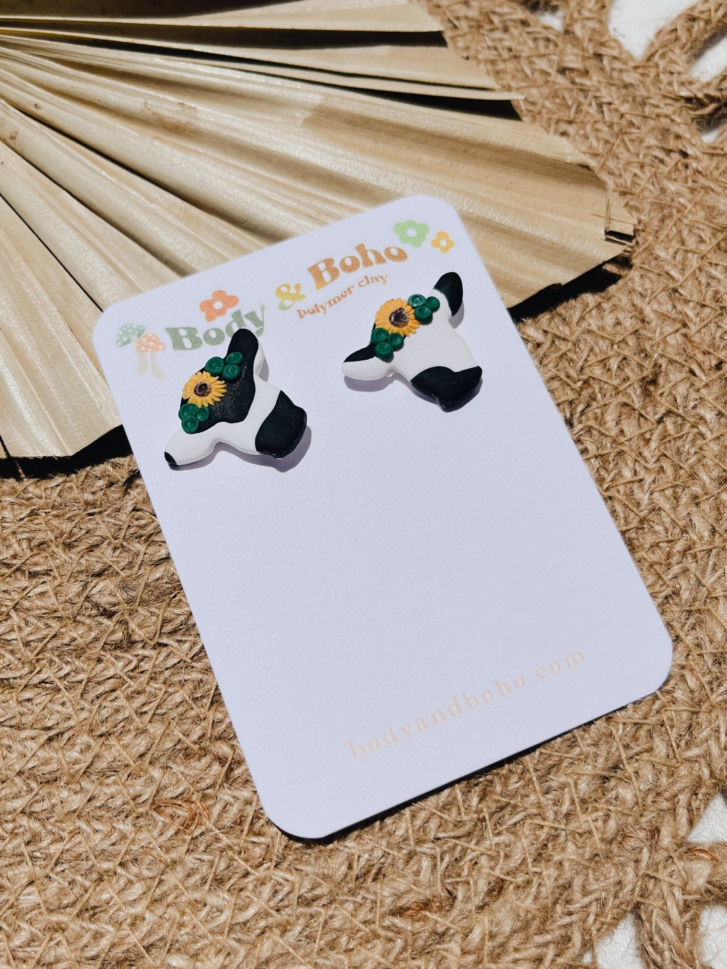 Sunflower Cow Head Studs