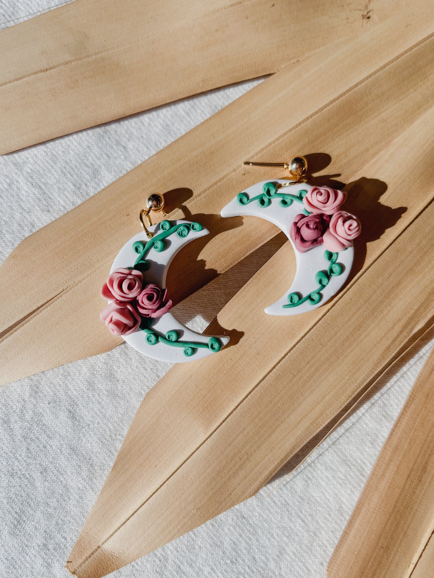The Rose Floral Moon Earrings