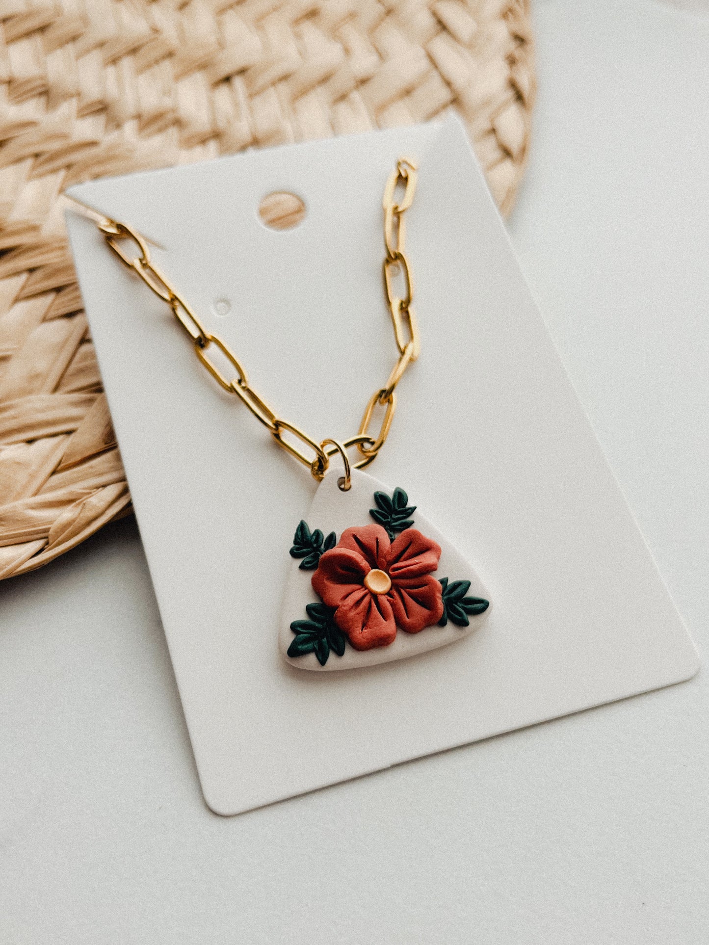 The Floral Clay Paperclip Necklace