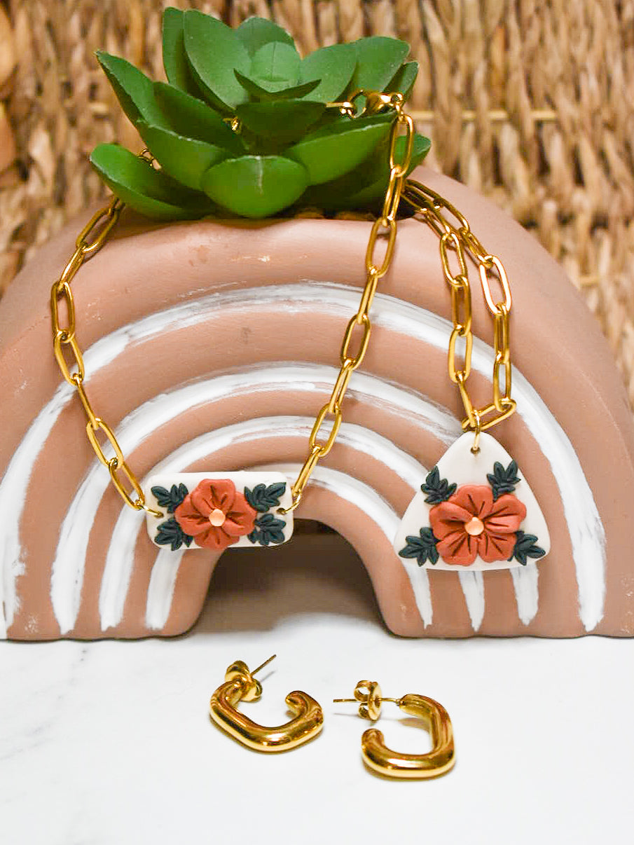 The Floral Clay Paperclip Necklace