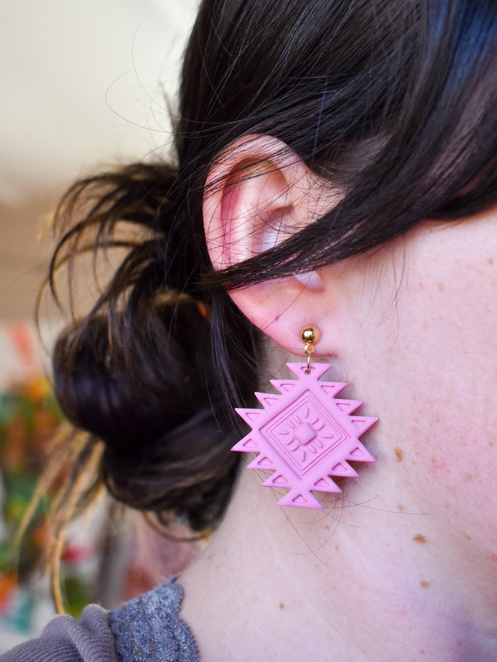 Dolly Pink Aztec Earrings