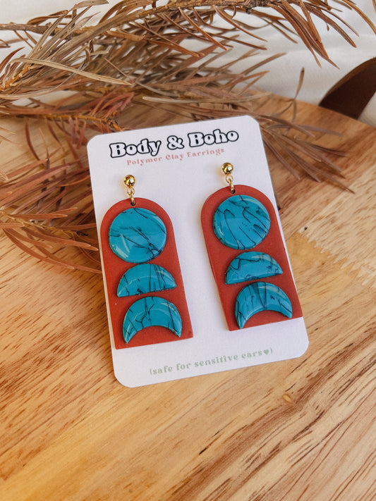 The Turquoise Moon Phase Drop Earrings