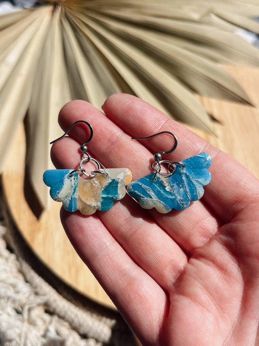 Ocean Stone Fan Earrings