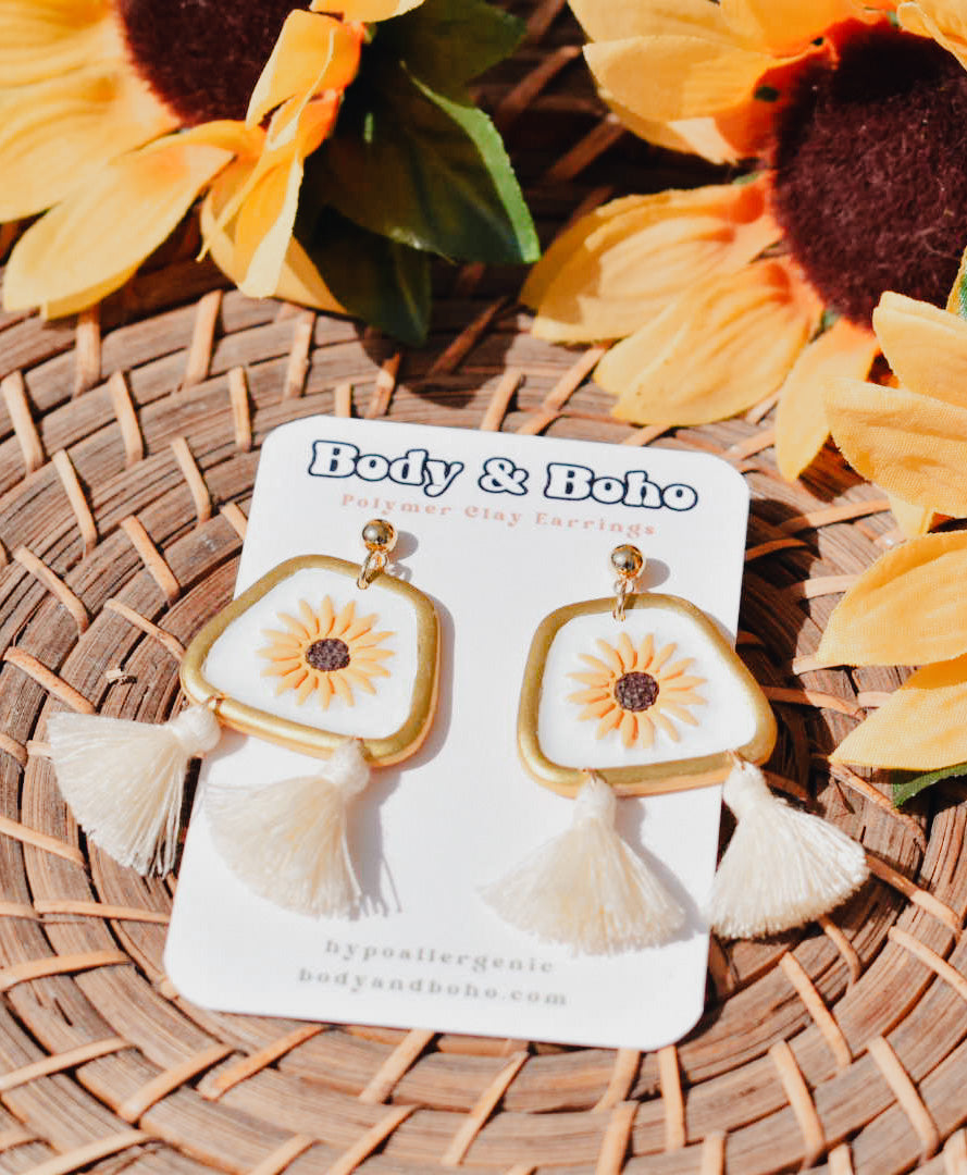 The Sunflower Tassel Earrings