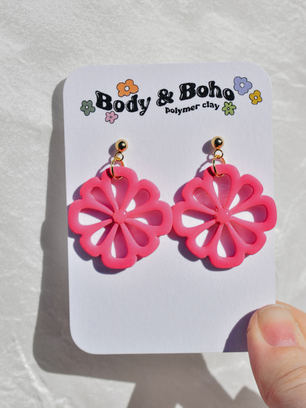 Hot Pink Flower Earrings