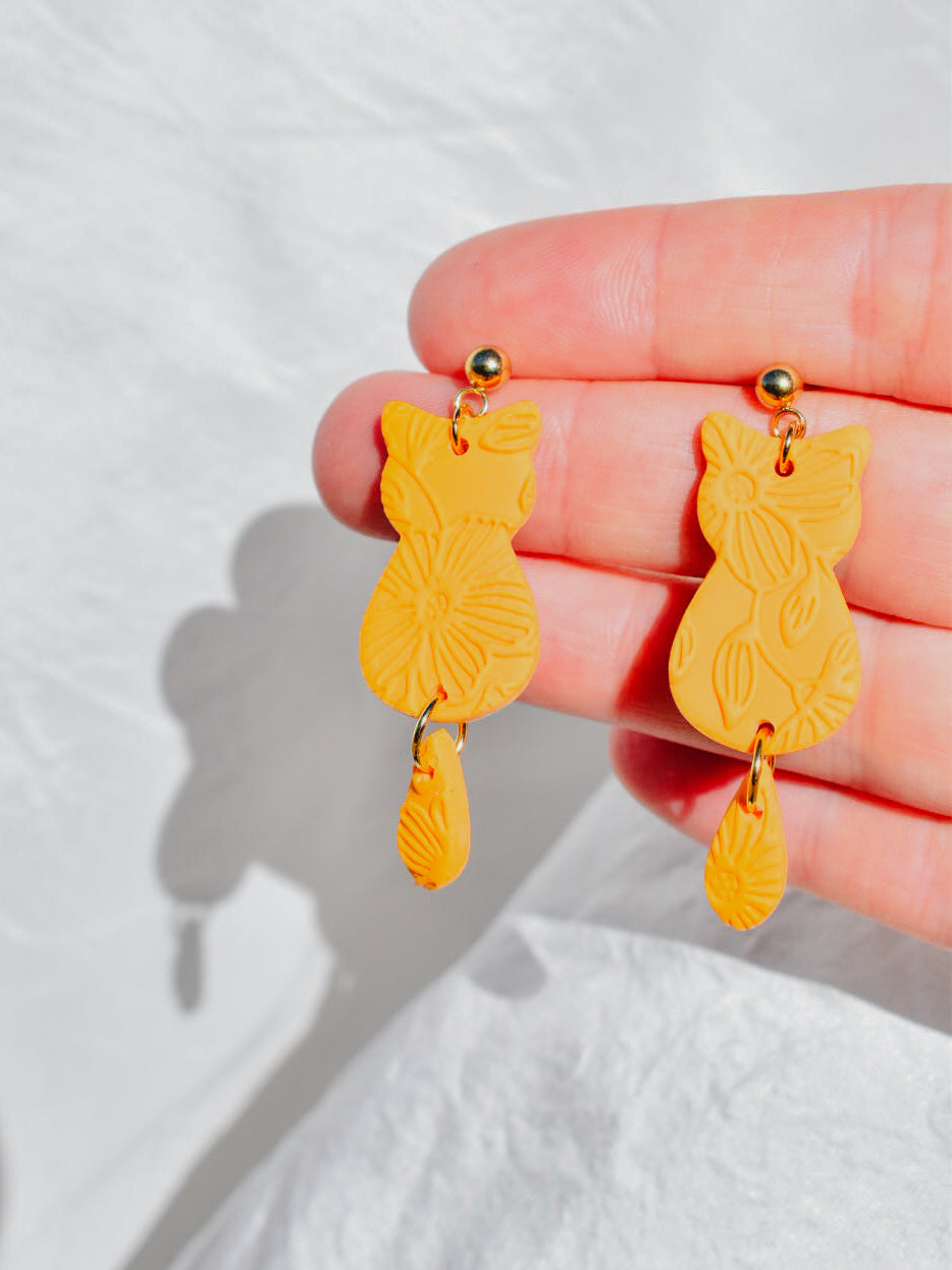 Tangerine Kitty Earrings