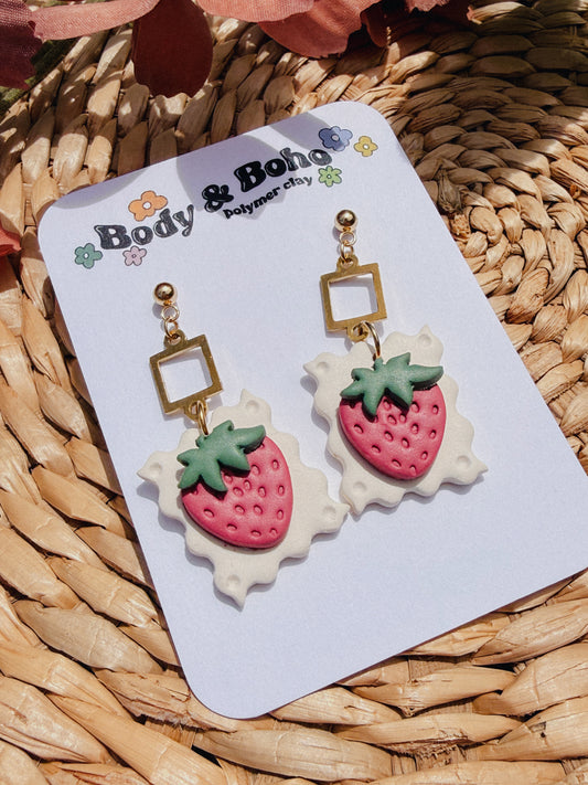 Strawberry Postcard Dangle Earrings